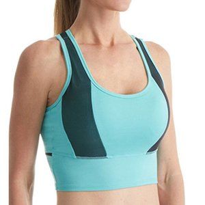 Soybu teal women's yoga, pilates, running crop tank with shelf bra - size small